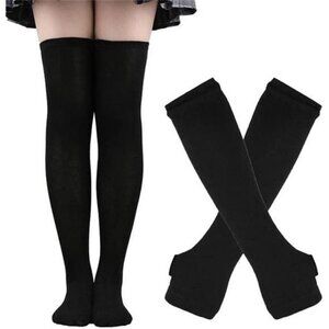 Over Knee Rainbow Thigh High Socks Gloves Set Cosplay Accessories Arm Leg Warmer
